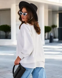 Bluzy^Royalfashion Bawełniana cienka bluza damska biały