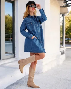 Sukienki Letnie|Sukienki Krótkie^Royalfashion Bawełniana damska sukienka mini a'la jeansowa Ecru