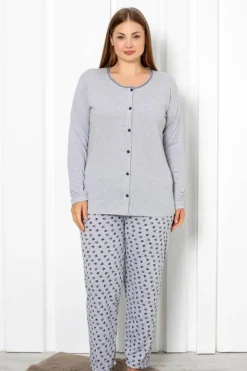 Piżamy^Royalfashion Bawełniana damska 2-częściowa piżama w serduszka PLUS SIZE