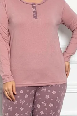 Piżamy^Royalfashion Bawełniana damska 2-częściowa piżama w motyle PLUS SIZE Granatowy