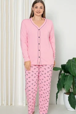 Piżamy^Royalfashion Bawełniana damska 2-częściowa piżama PLUS SIZE różowy