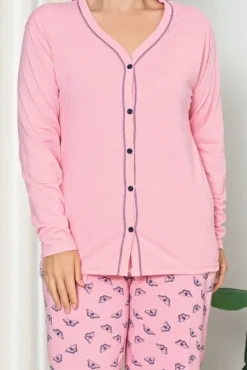 Piżamy^Royalfashion Bawełniana damska 2-częściowa piżama PLUS SIZE różowy