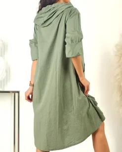 Bluzy|Kurtki / Marynarki / Płaszcze^Royalfashion Bawełniana długa narzutka damska zielony