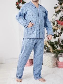 Piżamy^Royalfashion Bawełniana męska piżama 2- częściowa Ecru