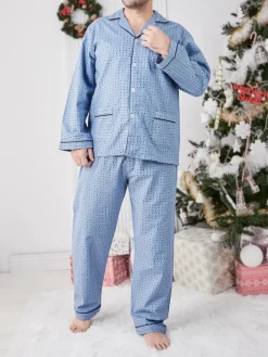 Piżamy^Royalfashion Bawełniana męska piżama 2- częściowa Ecru