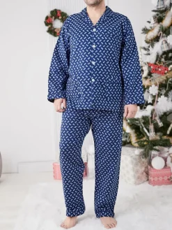 Piżamy^Royalfashion Bawełniana męska piżama 2- częściowa Granatowy