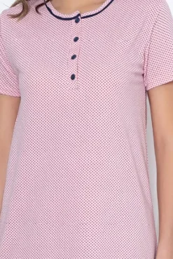 Piżamy^Royalfashion Bawełniana nocna koszula damska w kropki Różowy