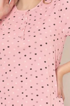 Piżamy^Royalfashion Bawełniana nocna koszula damska w kropki różowy