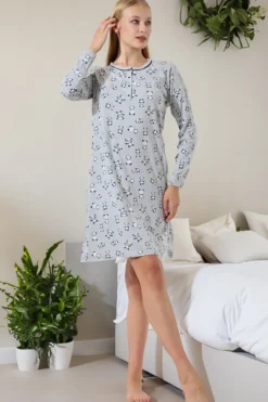 Piżamy^Royalfashion Bawełniana nocna koszula damska w misie