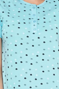 Piżamy^Royalfashion Bawełniana nocna koszula damska w kropki Ecru