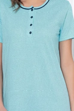 Piżamy^Royalfashion Bawełniana nocna koszula damska w kropki Niebieski