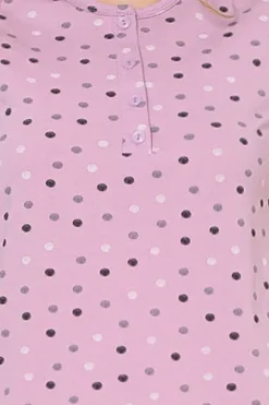 Piżamy^Royalfashion Bawełniana nocna koszula damska w kropki fioletowy