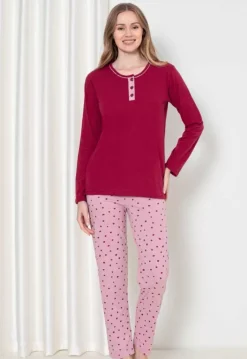 Piżamy^Royalfashion Bawełniana piżama damska ze spodniami w kropki