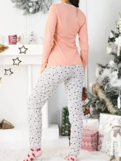 Piżamy^Royalfashion Bawełniana piżama damska z kotkiem