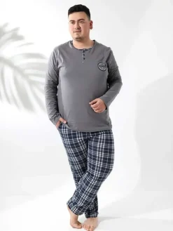 Plus Size|Piżamy^Royalfashion Bawełniana piżama męska PLUS SIZE Ciemnoszary