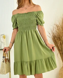 Sukienki Letnie|Sukienki Krótkie^Royalfashion Bawełniana sukienka damska mini a'la hiszpanka khaki