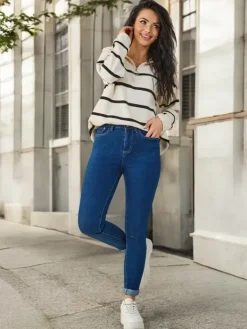 Jeansy^Royalfashion Bawełniane jeansy damskie rurki