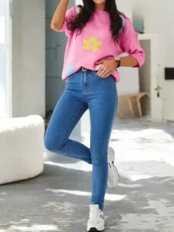 Jeansy^Royalfashion Bawełniane jeansy damskie zwężane