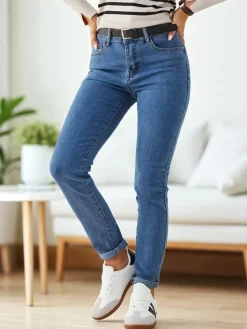 Jeansy^Royalfashion Bawełniane jeansy damskie zwężane