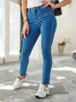 Jeansy^Royalfashion Bawełniane jeansy damskie typu rurki