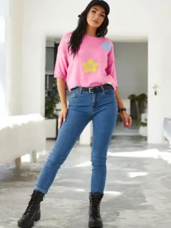 Jeansy^Royalfashion Bawełniane jeansy damskie zwężane