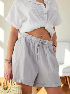 Szorty|Krótkie Spodenki^Royalfashion Bawełniane krótkie spodenki damskie Jasny szary