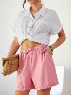 Szorty|Krótkie Spodenki^Royalfashion Bawełniane krótkie spodenki damskie różowy