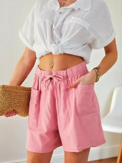 Szorty|Krótkie Spodenki^Royalfashion Bawełniane krótkie spodenki damskie różowy