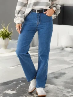 Jeansy^Royalfashion Bawełniane proste jeansy damskie