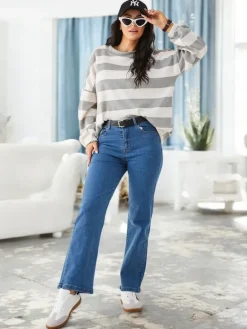 Jeansy^Royalfashion Bawełniane proste jeansy damskie