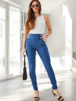 Legginsy / Tregginsy^Royalfashion Bawełniane spodnie typu tregginsy damskie Ecru