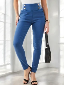 Legginsy / Tregginsy^Royalfashion Bawełniane spodnie typu tregginsy damskie Ecru