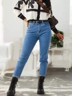 Jeansy^Royalfashion Bawełniane spodnie damskie mom jeans