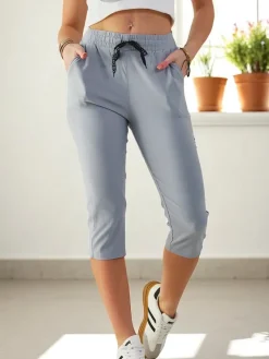 Spodenki 3/4|Krótkie Spodenki^Royalfashion Bawełniane spodenki damskie materiałowe 3/4 Jasny szary