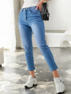 Jeansy^Royalfashion Bawełniane spodnie damskie mom jeans