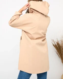 Kurtki / Marynarki / Płaszcze^Royalfashion Beżowa damska kurtka płaszcz z kapturem beżowy