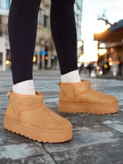 Śniegowce|Botki Z Grubym Ociepleniem^Royalfashion Beżowe buty a'la śniegowce damskie Corob