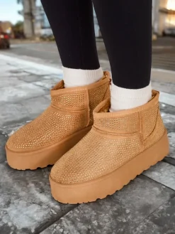 Śniegowce|Botki Z Grubym Ociepleniem^Royalfashion Beżowe buty a'la śniegowce damskie Corob