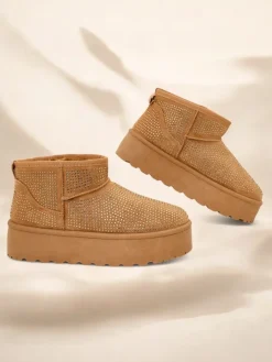 Śniegowce|Botki Z Grubym Ociepleniem^Royalfashion Beżowe buty a'la śniegowce damskie Corob