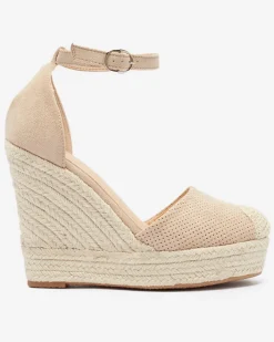 Sandały Na Koturnie^Royalfashion Beżowe damskie sandały na koturnie Meylasi beżowy