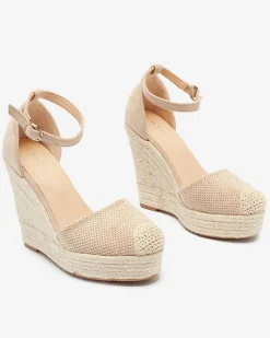 Sandały Na Koturnie^Royalfashion Beżowe damskie sandały na koturnie Meylasi beżowy