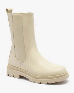 Botki Bez Ocieplenia|Botki Na Płaskim Obcasie^Royalfashion Beżowe damskie wysokie botki na płaskim obcasie Vedesa beżowy