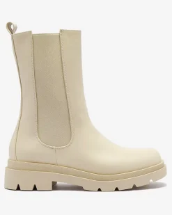 Botki Bez Ocieplenia|Botki Na Płaskim Obcasie^Royalfashion Beżowe damskie wysokie botki na płaskim obcasie Vedesa beżowy