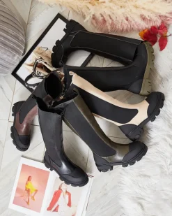 Kozaki Na Płaskim Obcasie|Kozaki Bez Ocieplenia^Royalfashion Beżowe damskie kozaki do połowy łydki Blyss beżowy