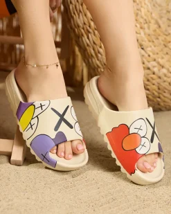 Klapki Basenowe|Klapki Płaskie^Royalfashion Beżowe damskie klapki Elmino beżowy