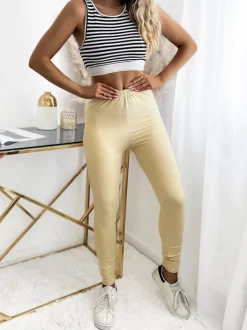 Legginsy / Tregginsy^Royalfashion Beżowe damskie legginsy z włókna bambusowego beżowy