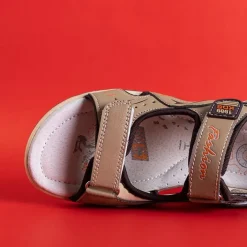 Chłopięce^Royalfashion Beżowe dziecięce sandały na rzepy Roser beżowy