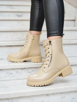 Workery|Botki Z Delikatnym Ociepleniem^Royalfashion Beżowe eko skórzane damskie botki workery Seddaga beżowy