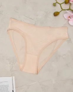 Figi^Royalfashion Beżowe majtki figi damskie z siateczki beżowy