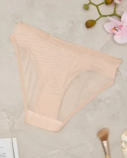 Figi^Royalfashion Beżowe majtki figi damskie z siateczki beżowy